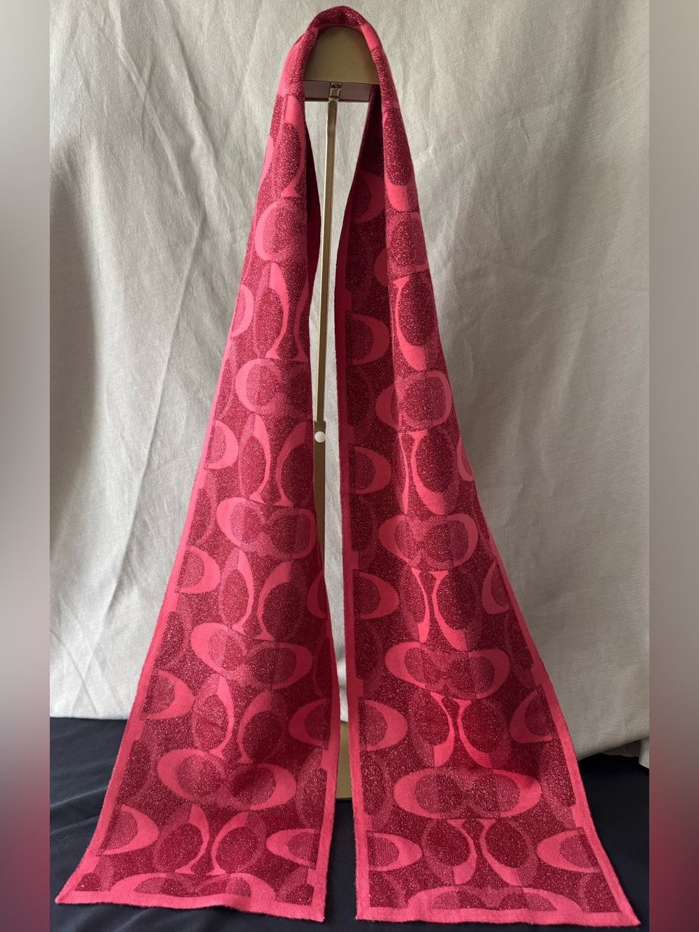 Coach Red Signature Jacquard Scarf